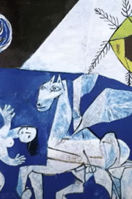 "La Guerra e la Pace", opera monumentale di Pablo Picasso, realizzata nel 1952 per decorare la cappella del castello di Vallauris, oggi Museo Nazionale Picasso 