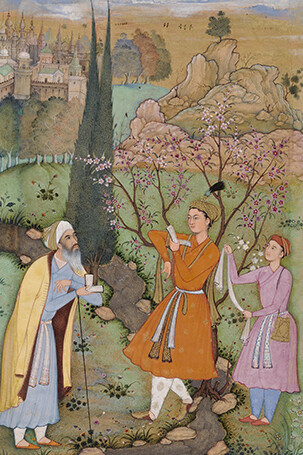 Watercolor and gold paint on paper, 16 5/8 x 10 1/2 inches. Purchase: William Rockhill Nelson Trust, 48-12/1 A,B.