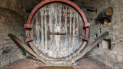 La Botte dei Canonici, custodita nelle antiche cantine del Palazzo dei Canonici a Gubbio, è un’imponente botte lignea del Cinquecento, destinata alla conservazione del vino proveniente dalle proprietà ecclesiastiche, con una capacità di circa 20.000 litri. Gubbio, Umbria, Italia