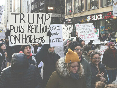 Protest demonstration "From Federal Plaza to Trump Tower" in Chicago on November 19, 2016