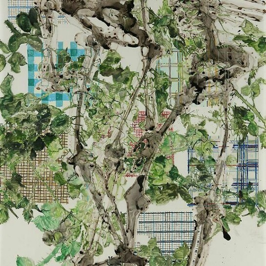 Katina Huston, Thicket, 2014, Ink on mylar, 46 x 42 inches