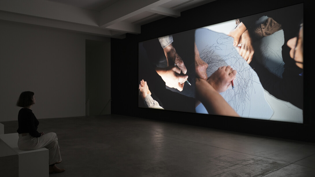 Tacita Dean and Bruce Nauman, exhibition view. Courtesy of both artists; Marian Goodman Gallery, New York/Paris; Frith Street Gallery, London and Konrad Fischer Galerie, Berlin. Photo by Rebecca Fanuele © Tacita Dean © Bruce Nauman / Artists Rights Society (ARS), New York