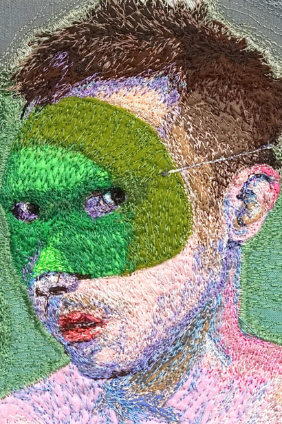 Lawrence James Bailey, Bare machine, painting in exhibition (detail). Courtesy of Galerie Bart