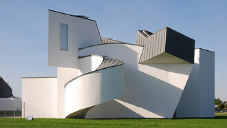 Weil am Rhein: Vitra Design Museum from east side, Germany, work of deconstructivism