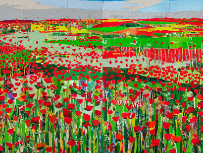 Ala Dala, Zhetisu, Plastic bags on polycarbonate diptych, 150X214 cm, 2016