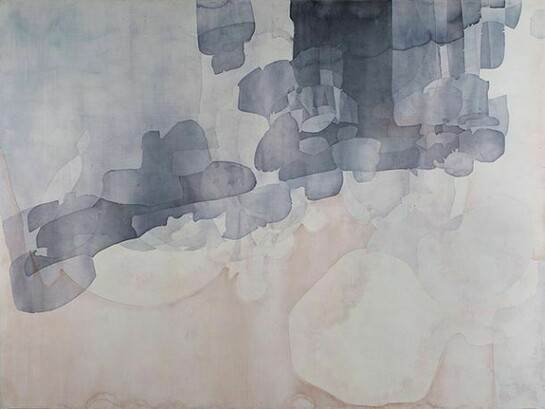Eric Blum, Untitled No. 686, 2013, Ink, silk, and beeswax on panel, 53 x 71 in.