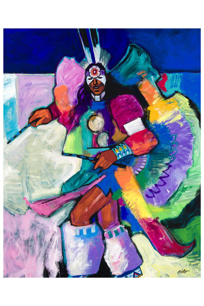 John Nieto, Oklahoma Fancy Dancer, 2011, acrylic on canvas, 60x48 inches. Courtesy of LewAllen Gallery 