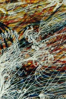 Detalle de "retrato del Señor Jesucristo", acuarela sobre papel, Georgiana Houghton, entre 1860 y 1870