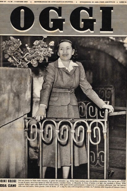Edda Ciano Mussolini, titoli di giornale. Lei, ambasciatrice del fascismo nel mondo, ma comunque donna all'avanguardia che sfidò la morale del tempo rifiutando nei fatti l'idea della massaia, dell'angelo del focolare, della madre e della moglie esemplare che il regime avrebbe voluto