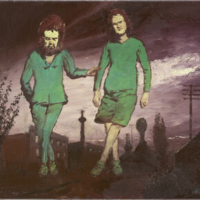 Neo Rauch, Duo, 2014, Oil on canvas, 11 5/8 x 15 5/8 inches (29.5 x 39.5 cm)