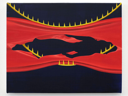 Sascha Braunig, Study for "Spine 2”, 2023. Oil and acrylic on linen over panel, 11 x 14 inches (27.9 x 35.6 cm). Courtesy of François Ghebaly, Los Angeles, CA 