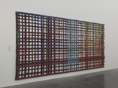 Installation view of the exhibition, Alan Shields: In Motion. Parrish Art Museum, Water Mill, New York. October 26, 2014 to January 19, 2015. Photo: Gary Mamay