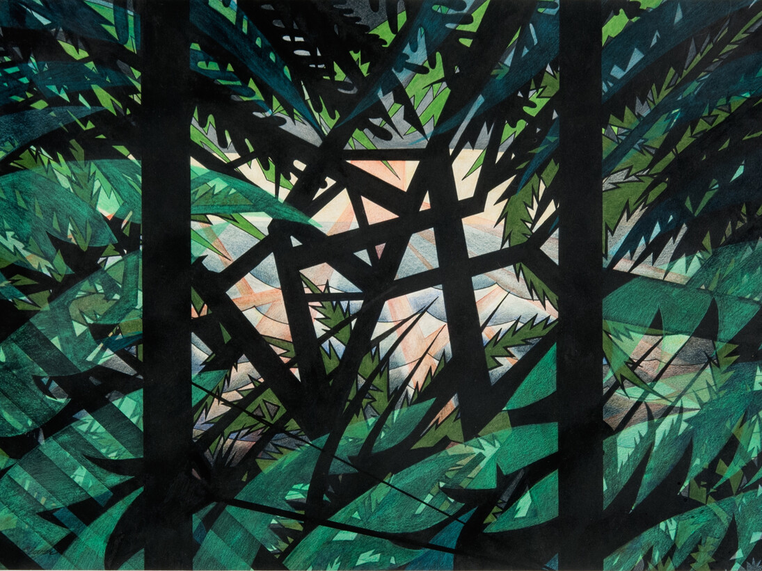James Clover, Untitled 1, 22 x 33 in, mixed media on paper, 2013-14