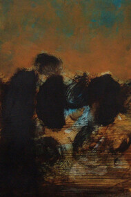 Khaled Khreis, Between light and darkness, Acrylic on wood, 120 x 120 cm
