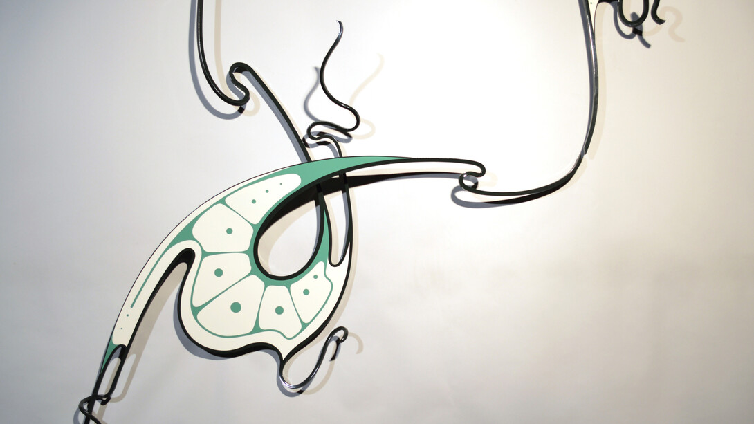 Luke Achterberg, Correlation, 2014, Automative paint on steel, 48 x 88 in.