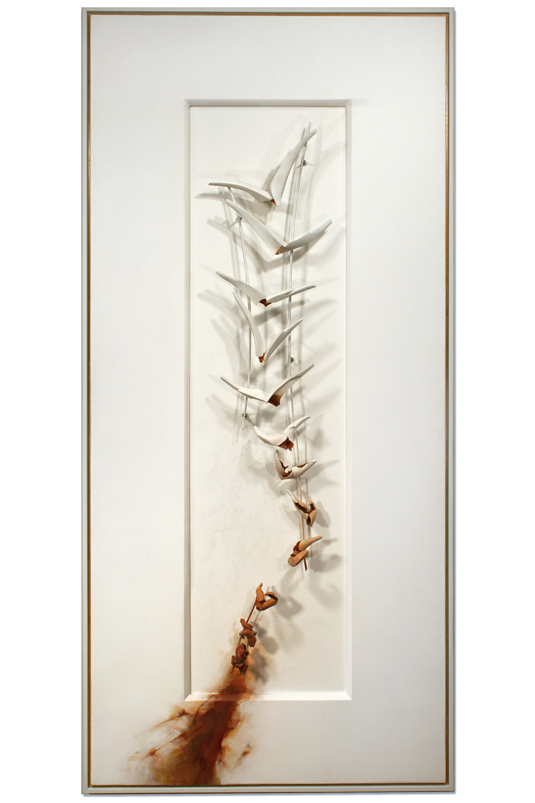 David Mellen, Into the Throats of Birds, 2011, wood, metal, varnish, pigment 