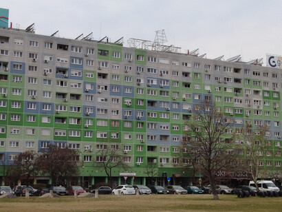 The Soviet-era architecture of Budapest features large, gray, monolithic buildings, which became symbols of the era's utilitarian approach to urban planning, Hungary