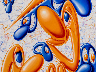 Kenny Scharf, Orange 'n blue, 2024. Courtesy of TOTAH Gallery