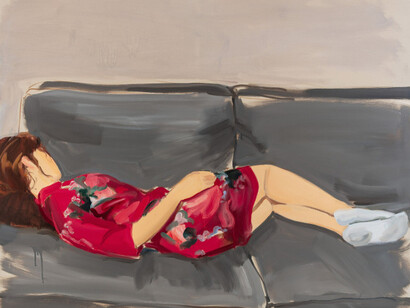 Gideon Rubin, On the sofa (detail), 2025. Courtesy of Galerie Karsten Greve