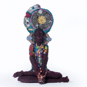 Joyce J. Scott, Harriet Tubman as Buddha, 2017, plastic and glass beads, metal, thread, yarn and rocks, 40 x 25 x 15 inches (101.6 x 63.5 x 38.1 cm). Image courtesy of the artist and Peter Blum Gallery, New York
 