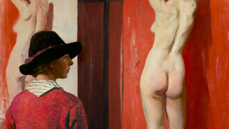 Dame Laura Knight Laura Knight with model, Ella Louise Naper ('Self Portrait') (1913)