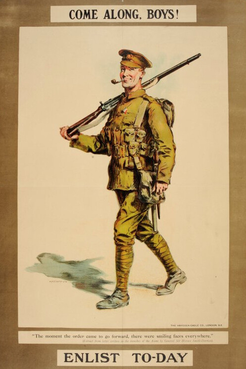 Come Along Boys! London, December 1914, Collection Ulster Museum, © National Museums Northern Ireland
