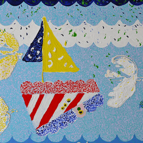 Lana Khayat, Voile (detail), mixed acrylic on canvas, 176x196cm, 2023. Courtesy of the artist and Artbooth Gallery, Abu Dhabi