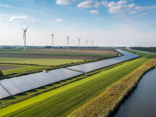 A renewable energy project harnessing wind, solar, and water energy in one location, focusing on energy efficiency, alternative energy production, and contributing to sustainable development