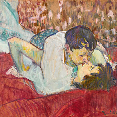Henri de Toulouse-Lautrec,
Le Baiser,
1892–1893,
Oil on board,
39 x 58 cm.