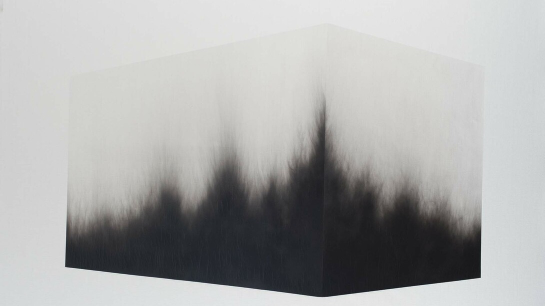 Alessandro Cannistrà, Oggetto di pensiero, 2015, fumo su tela, 150 x 200 cm