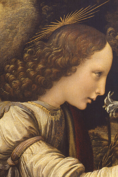 Leonardo da Vinci, Annunciazione, particolare