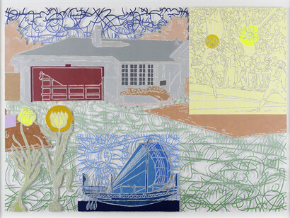 Samuel Stabler, Untitled (Combine), 2022, acrylic on hand-cut paper 23.75x31.75 inches. Courtesy the artist and Leila Heller Gallery