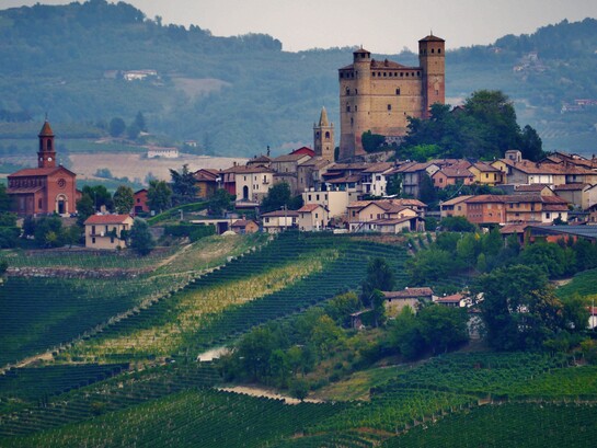 Paesaggio delle Langhe tra Monforte d'Alba e La Morra, Provincia di Cuneo, Piemonte, Italia