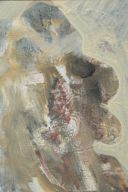 Katy Moran, Spirit Guide, 2014, Acrylic and collage on canvas, Framed dimensions: 15 1/8 x 11 3/8 x 2 inches (38.4 x 28.9 x 5.1 cm) © Katy Moran, courtesy of Andrea Rosen Gallery, New York