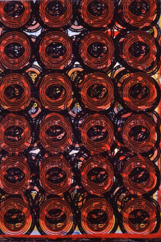 Eugenio Carmi, 24 tondi rossi, 1964, 74,5 x 65 cm,  latta litografata
