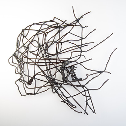 Wasil, Saddek, Within Shelter, 2014, From the Contortion Series, Scrap metal, wires, 85 x 82 cm