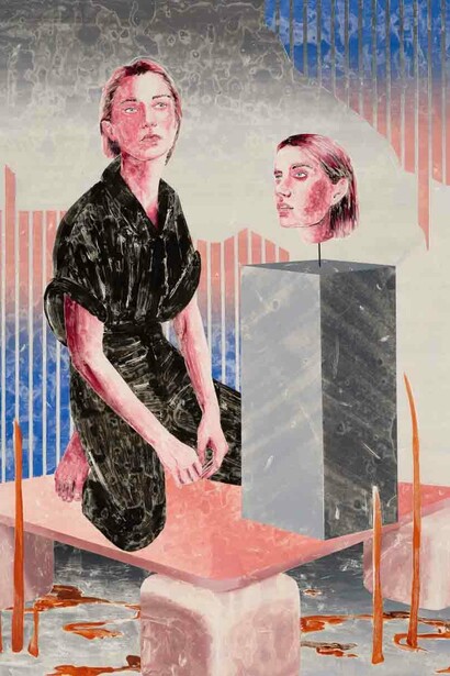 She was that, which remained, when she removed all the things, that she was not_210x153cm_Monotype, oil color and wax pastel on paper_2020