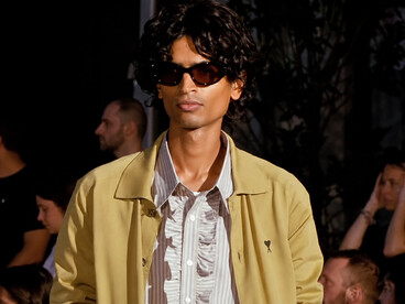 Models showcase the Ami Paris Spring/Summer 2026 collection during Paris Fashion Week in Paris, France