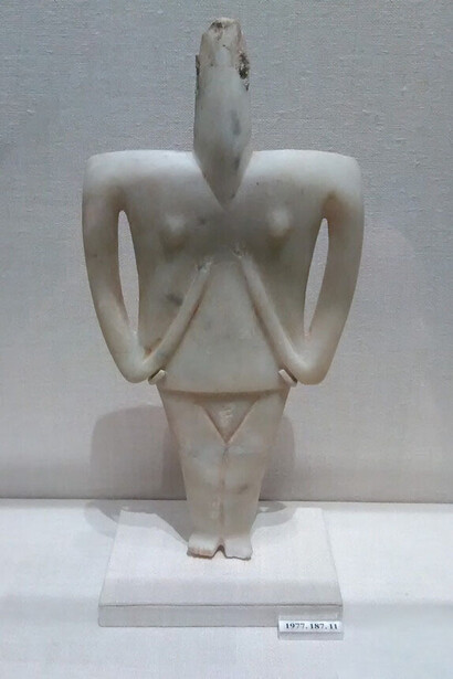 Marble Cycladic figurine, Greek and Roman Department, Metropolitan Museum, New York, USA