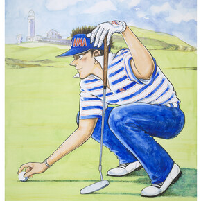 Chiba Tetsuya (b. 1939), Fair Isle Light House Keepers Golf Course (detail), Scotland. Ink and colour on paper, 2015. Loaned by the artist. © Chiba Tetsuya