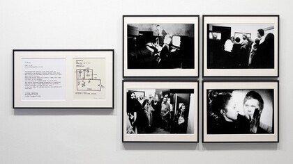 Sanja Iveković, Inter Nos (Between us), 1978, 4 b-w photographs, 40x26 cm each, drawing with text, b-w video 60'_detail. Courtesy the artist and P420, Bologna
