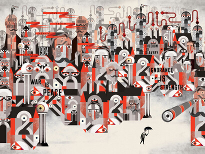 Graphic of "1984" by George Orwell