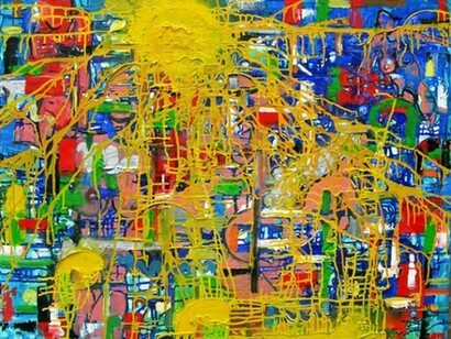 Mario Schaeffer, Sun Burst, 3D Painting, Mixed Media on Canvas, 31.5" x 39.5"