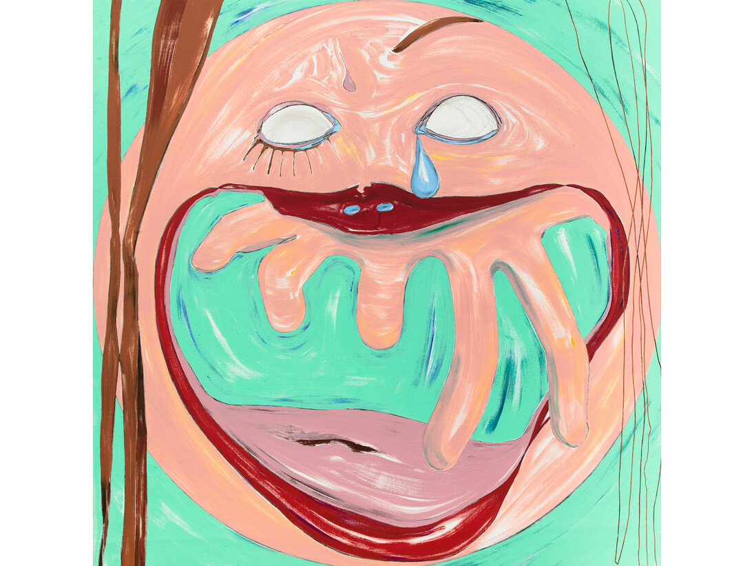 Nicola Tyson, Self-portrait : single tear, 2015, Acrylique sur lin, 183 x 183 cm © Courtesy Nicola Tyson et Petzel Gallery, New York