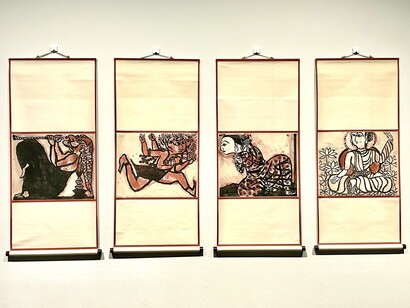Shiko Munakata, The Many Aspects of Compassionate Avalokitesvara, 1938 , The Japan Folk Crafts Museum, Exhibition view, Photo by Alma Reyes
