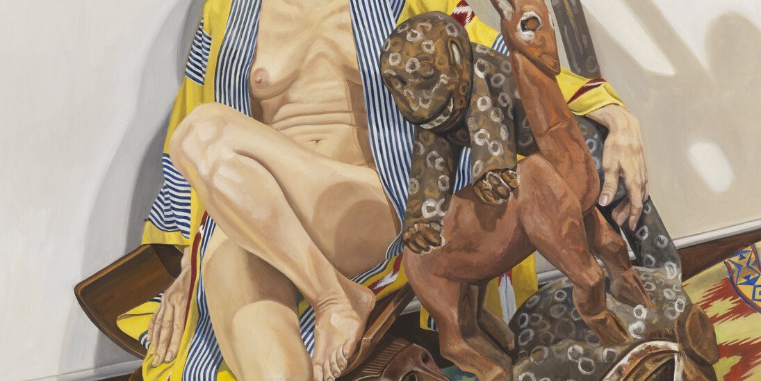 Philip Pearlstein, Model in Japanese Robe with African Carvings (detail), 2009 © Philip Pearlstein. Courtesy Betty Cuningham Gallery