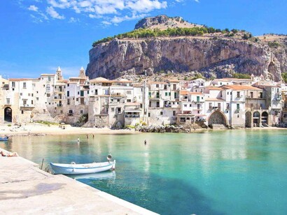 Blue skies and sunshine basking on Sicily, Italy