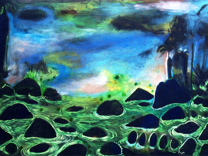 Raúl Recio, de la serie Almost Paisaje (detail), 66" x 33",  acrylic on canvas, 2015