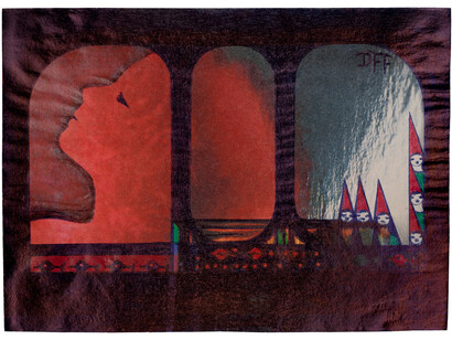 Dorothy F. Foster, “Triptych” (Flaming youth!), 1970-1986, ballpoint pen and graphite on found magazine paper, 4 1/2x6 1/16 inches. Courtesy of March