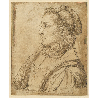 Anne of Austria (¿), Anonymous, Pen and brown ink, traces of red chalk, 116 x 94 mm, Hamburg, Hamburger Kunsthalle, Kupferstichkabinett © Hamburger Kunsthalle / bpk, Foto: Christoph Irrgang